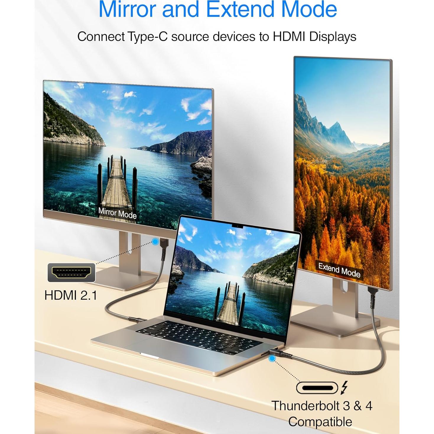 Cable USB C a HDMI BlueRigger 8K 3.05m 60Hz Alta Velocidad