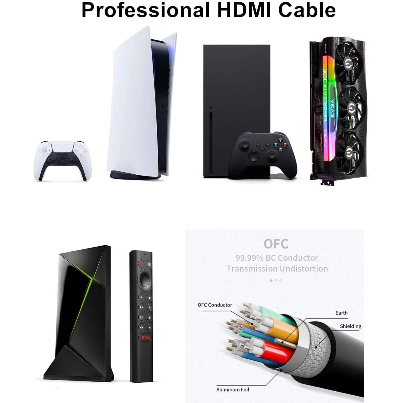 Cable HDMI 2.1 Bilimily 1.83 m Ultra Alta Velocidad 4K 120 FPS