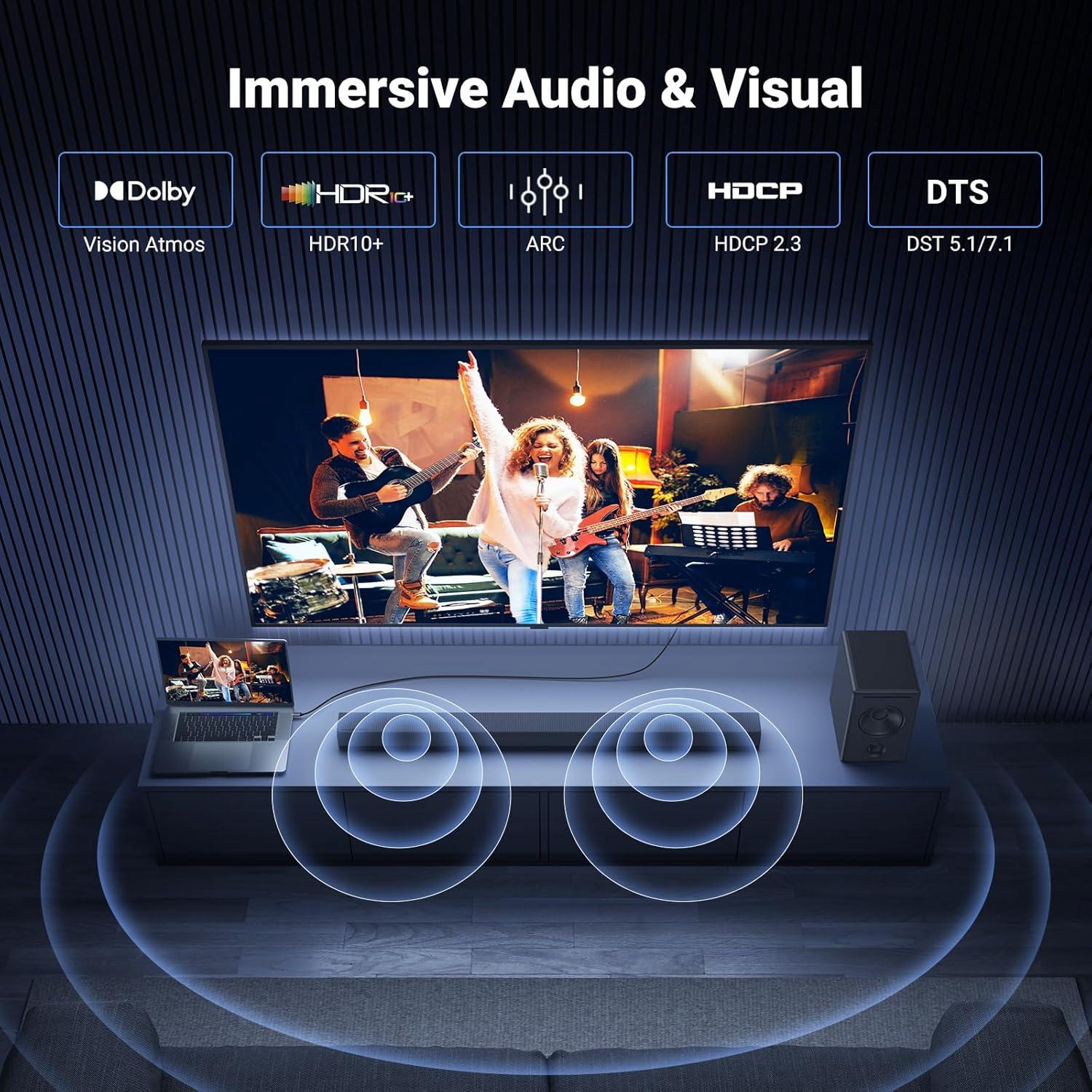 Cable UGREEN USB-C a HDMI 8K 2.0m 48Gbps Thunderbolt 4