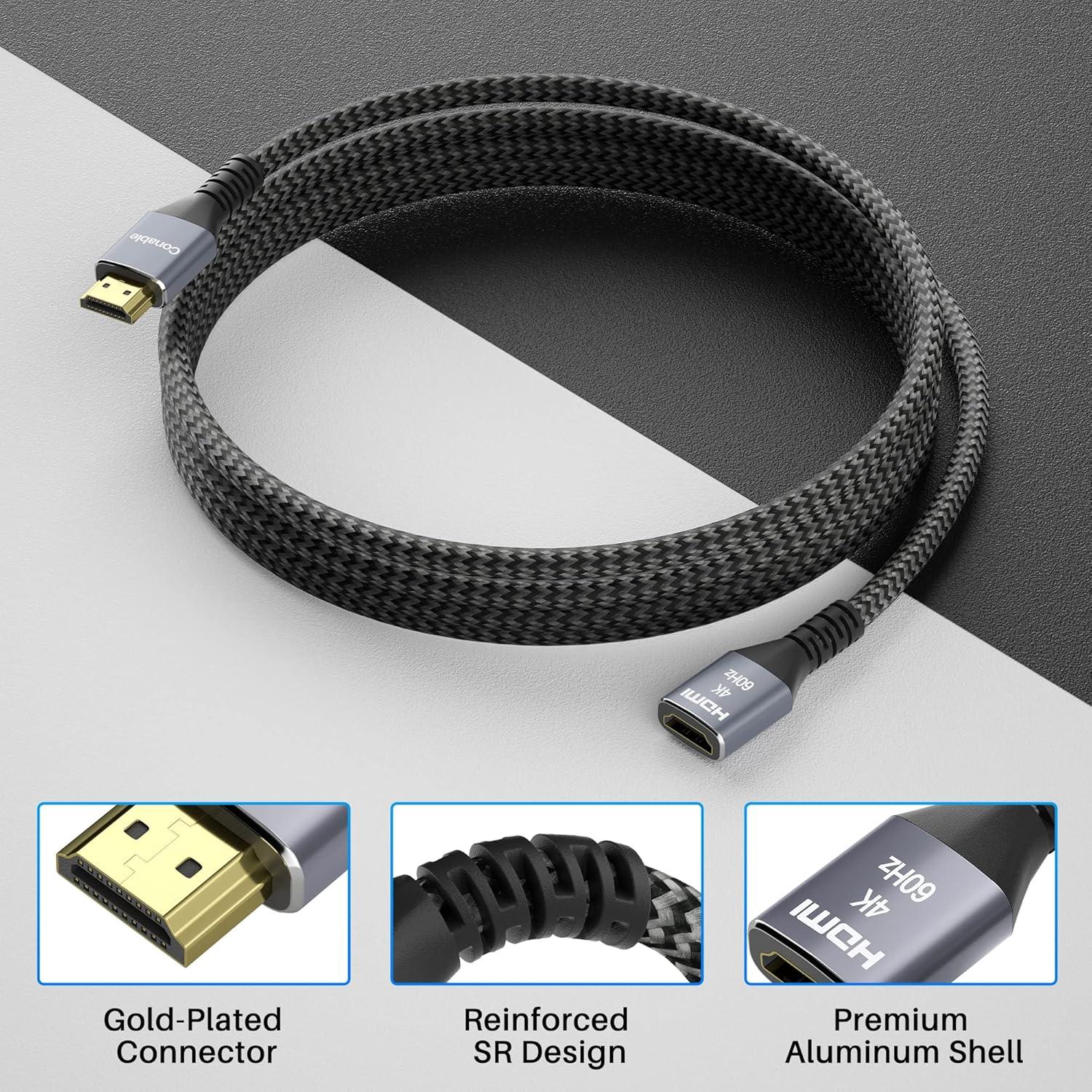 Cable de Extensión HDMI 4K Conable 2 Pies - 2 Paquetes