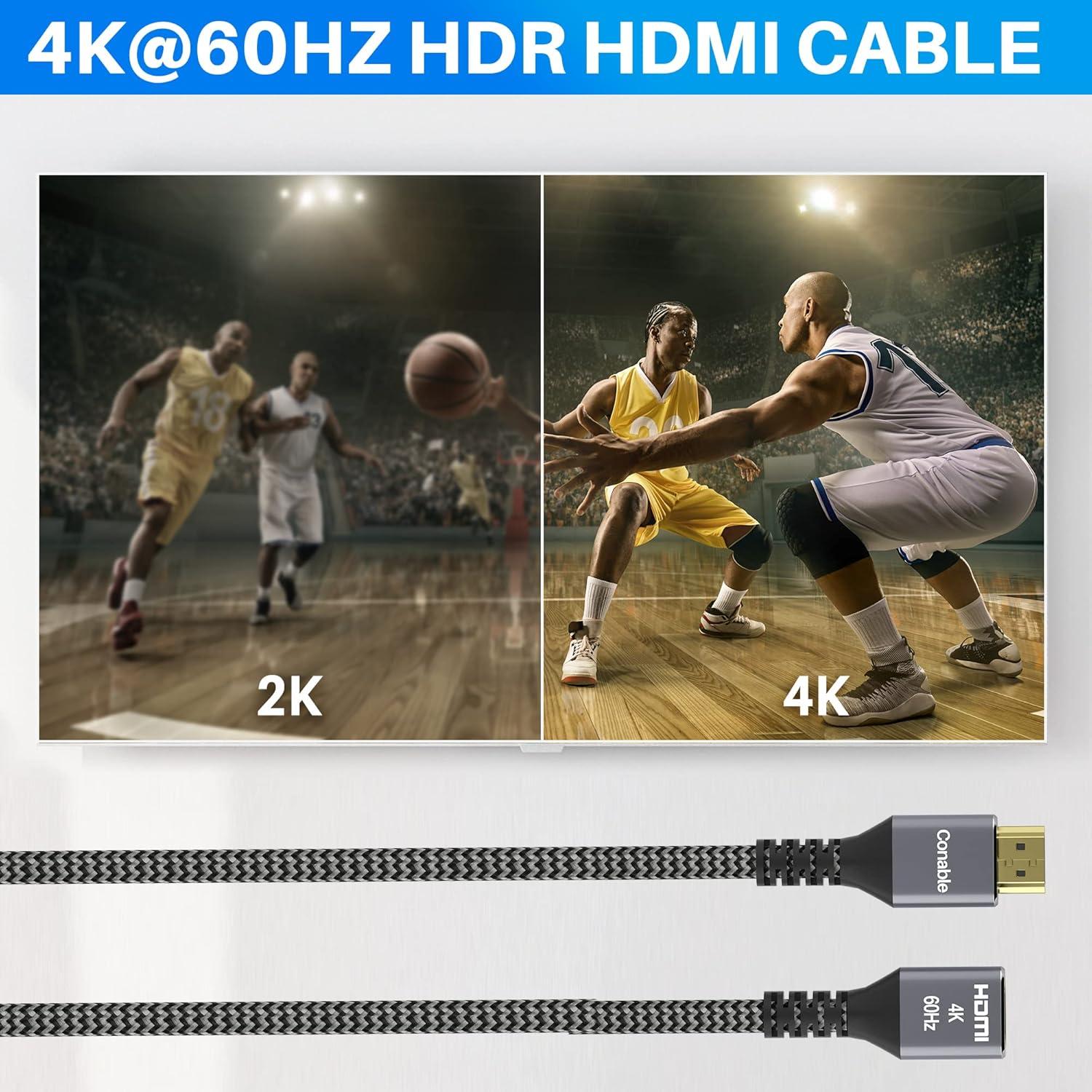 Cable de Extensión HDMI 4K Conable 2 Pies - 2 Paquetes