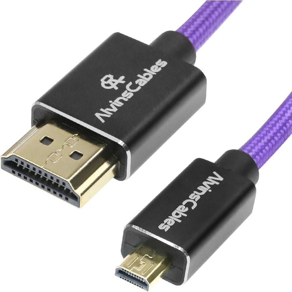 Cable HDMI 8K Cables de Alvin Micro HDMI a HDMI 43cm Púrpura