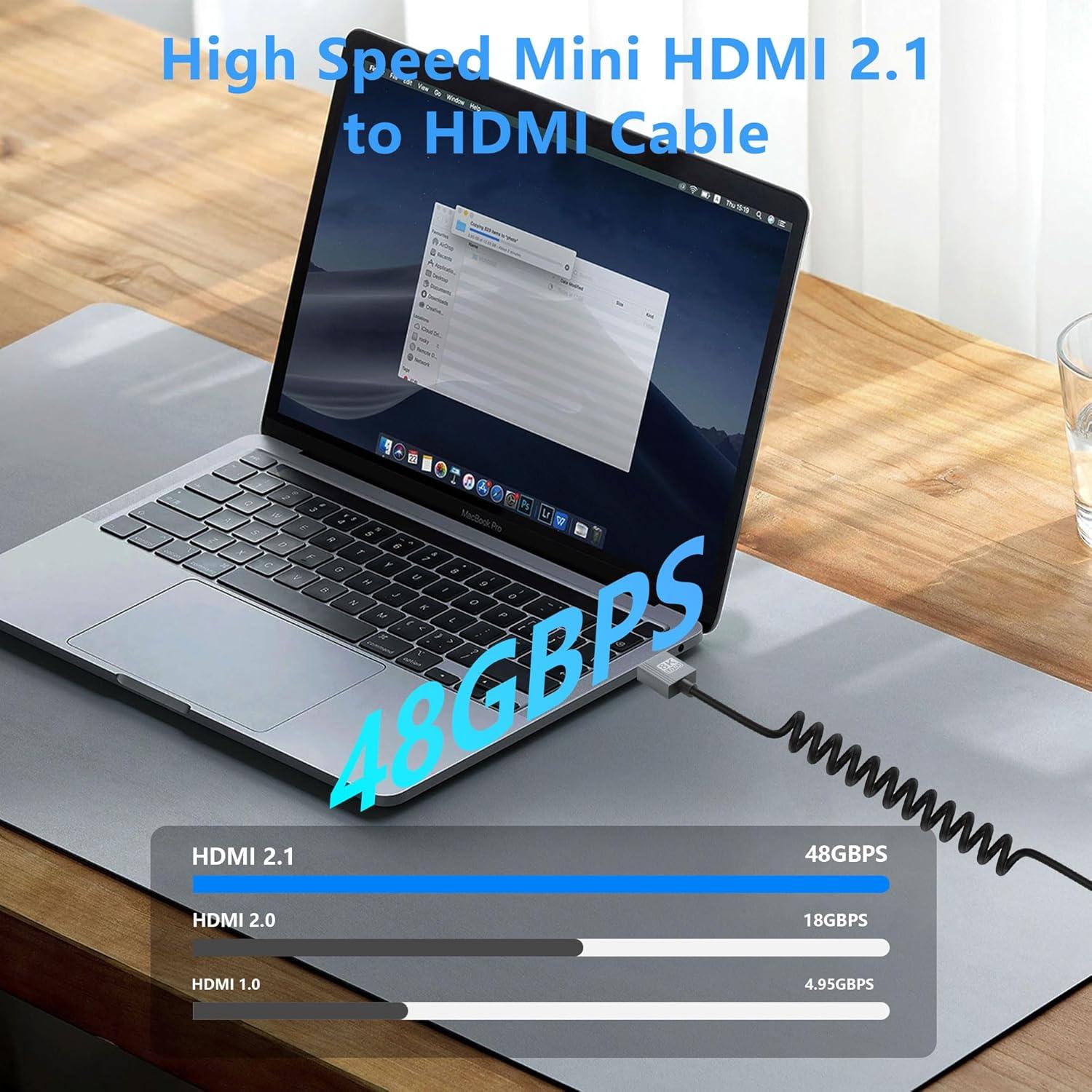 Cable Mini HDMI a HDMI 8K CERRXIAN 0.9m Ultra HD 2.1