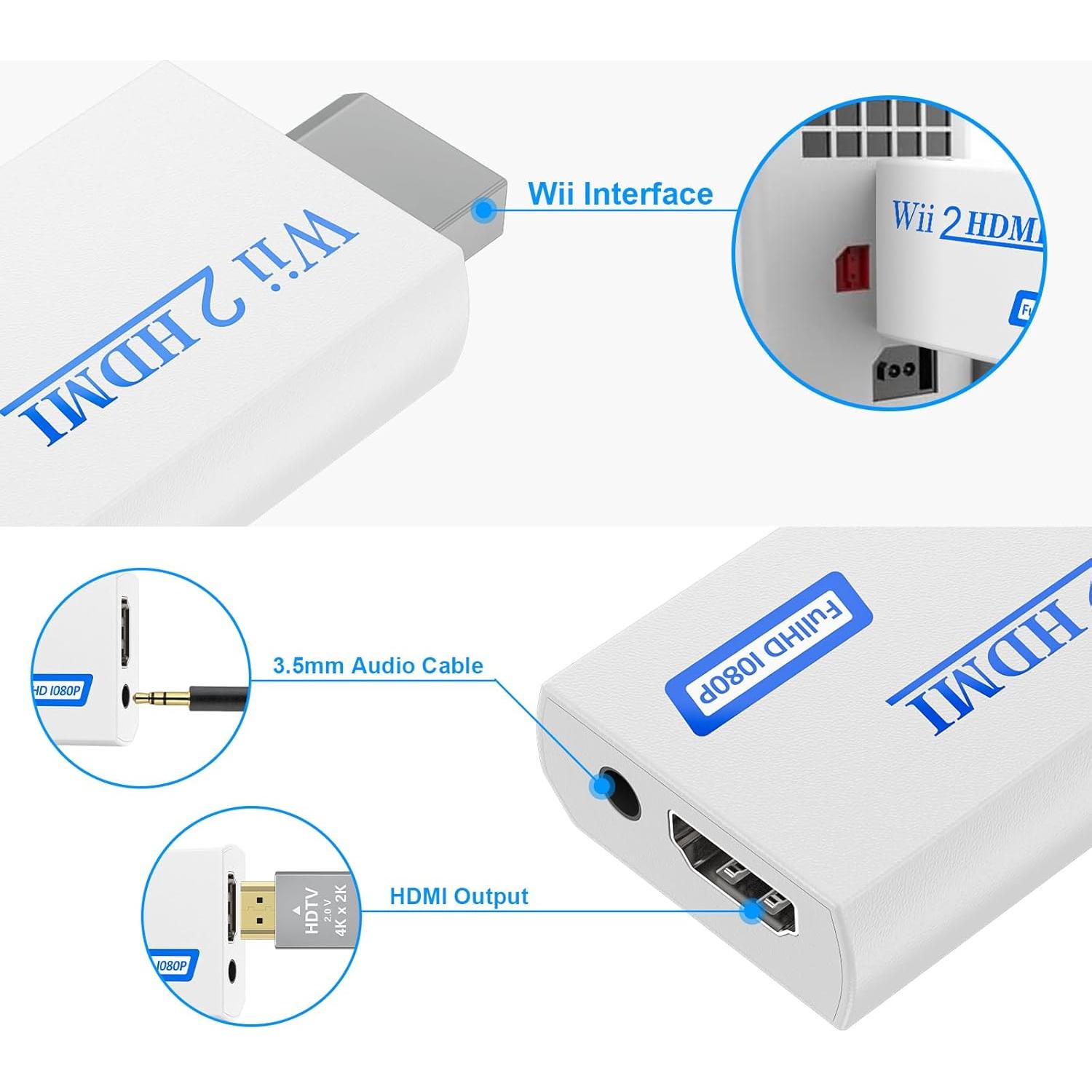 Convertidor HDMI LA NREUCETS para Wii 1080P con cable 1.5m