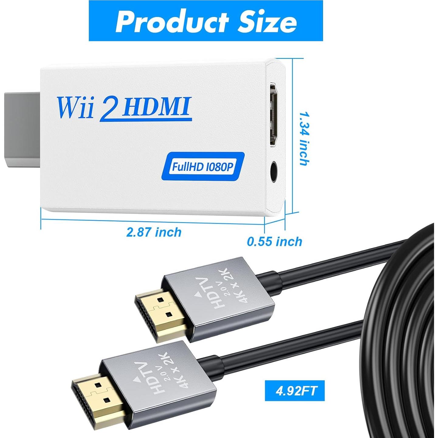 Convertidor HDMI LA NREUCETS para Wii 1080P con cable 1.5m