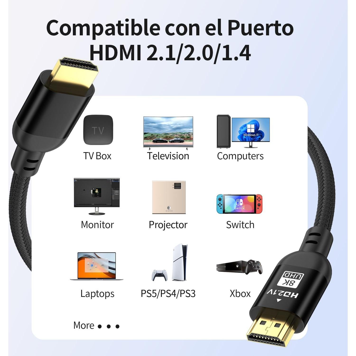 Cable HDMI 2.1 Diyanisly 4.5m 8K 60Hz Alta Velocidad