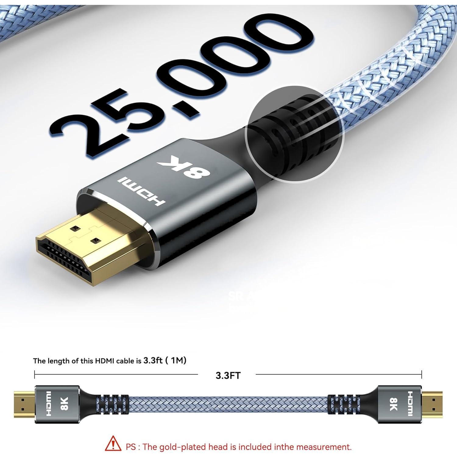 Cable HDMI 8K Kirei V 1M Ultra Alta Velocidad 48Gbps