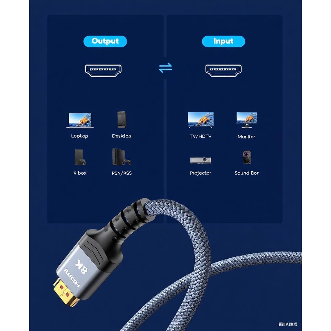 Cable HDMI 8K Kirei V 1M Ultra Alta Velocidad 48Gbps
