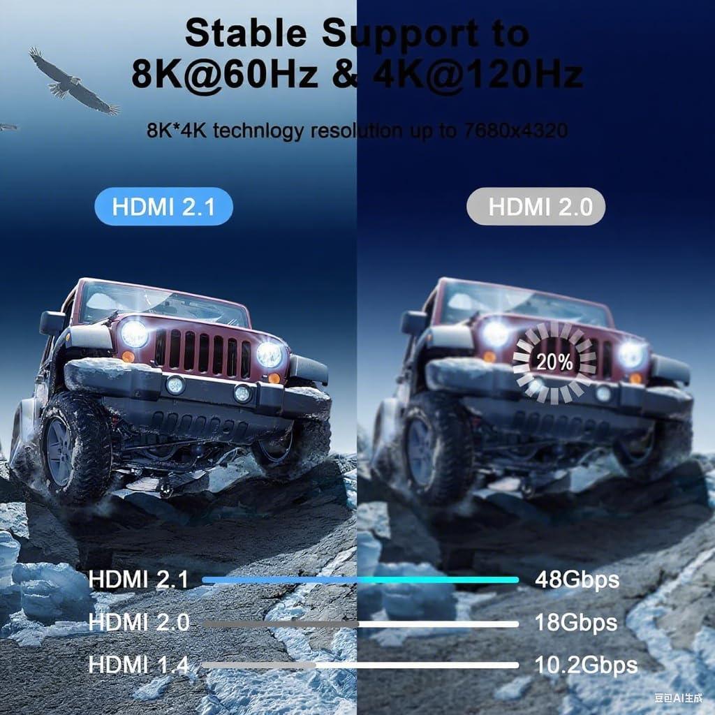 Cable HDMI 8K Kirei V 1M Ultra Alta Velocidad 48Gbps