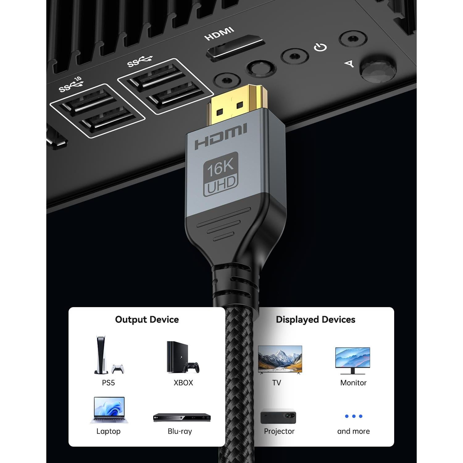 Cable HDMI 16K DGHUMEN 3m Ultra Alta Velocidad 96Gbps