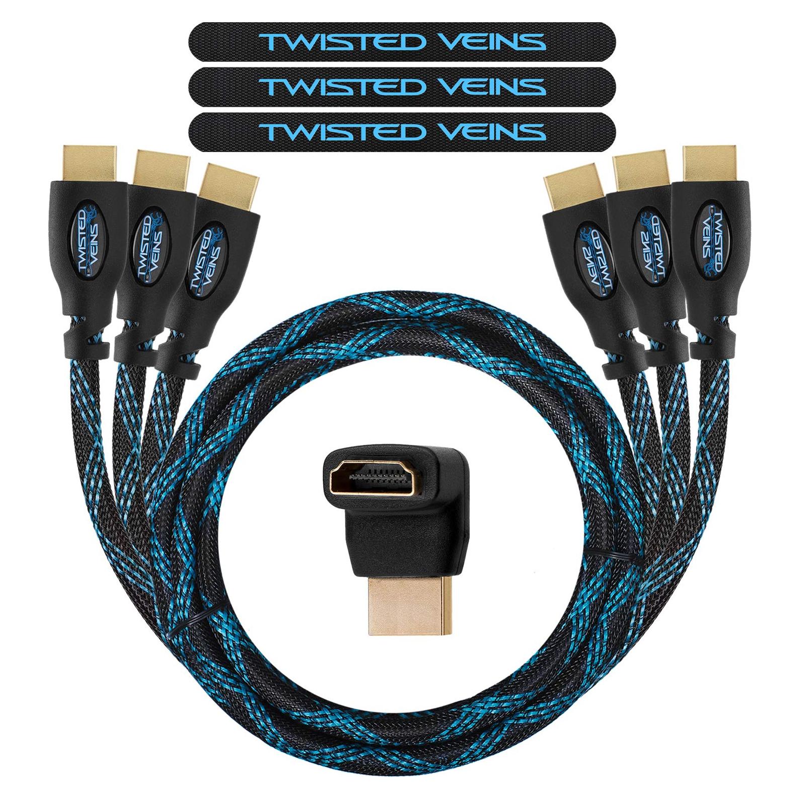Cable HDMI 1.83 m Paquete de 3 Twisted Veins Alta Velocidad 4K