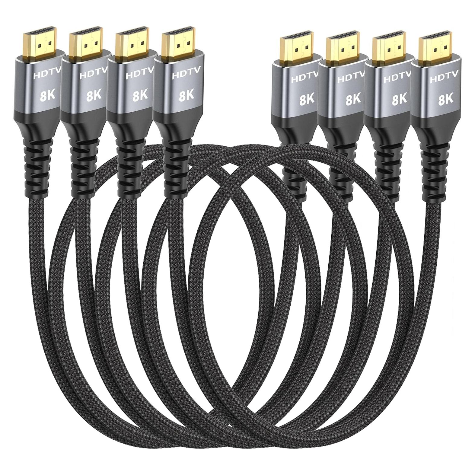 Cable HDMI 2.1 MOSIMLI 0.91m 4-Pack Alta Velocidad 48Gbps