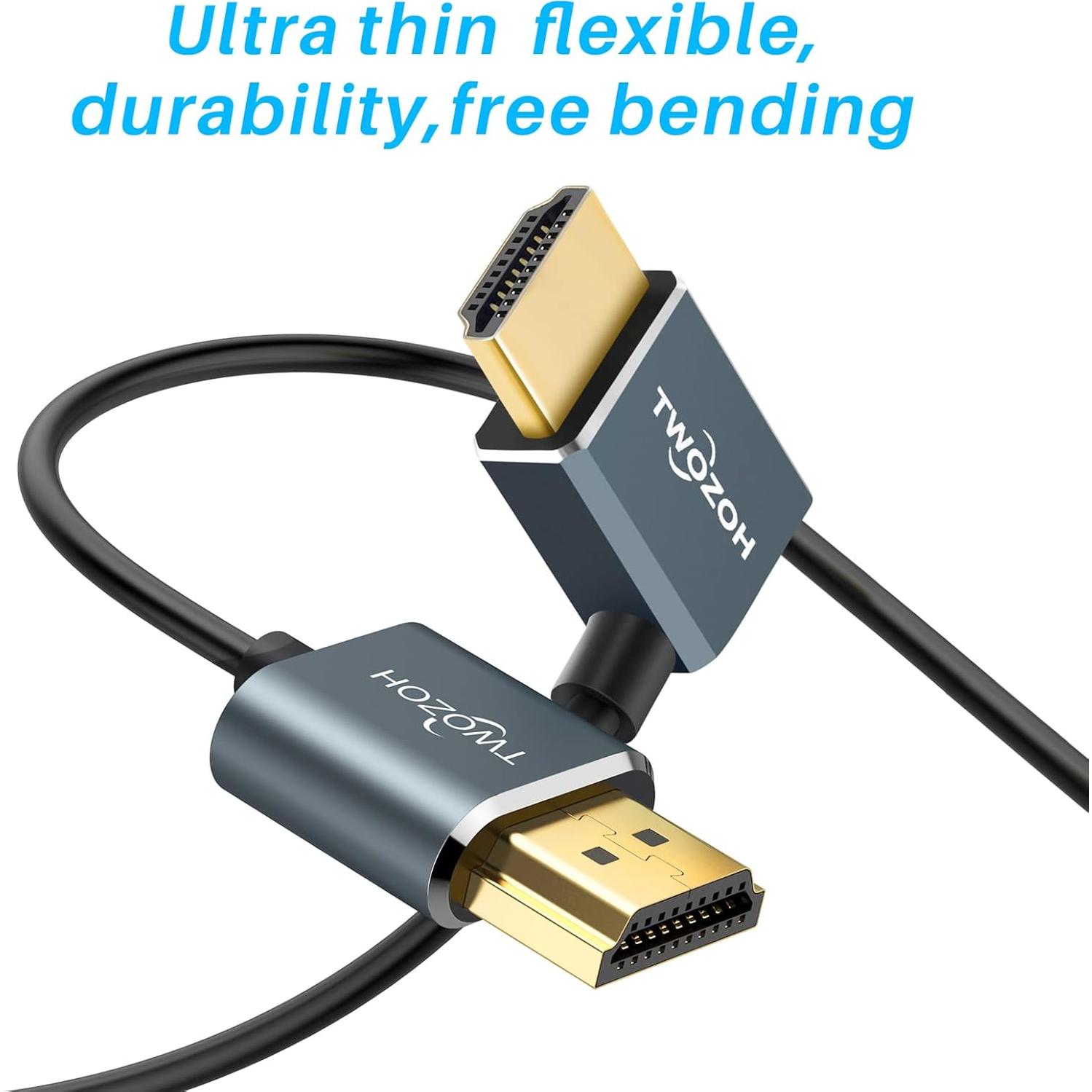 Cable HDMI Flexible Twozoh 3M con Ángulo Recto 90° 4K 60Hz