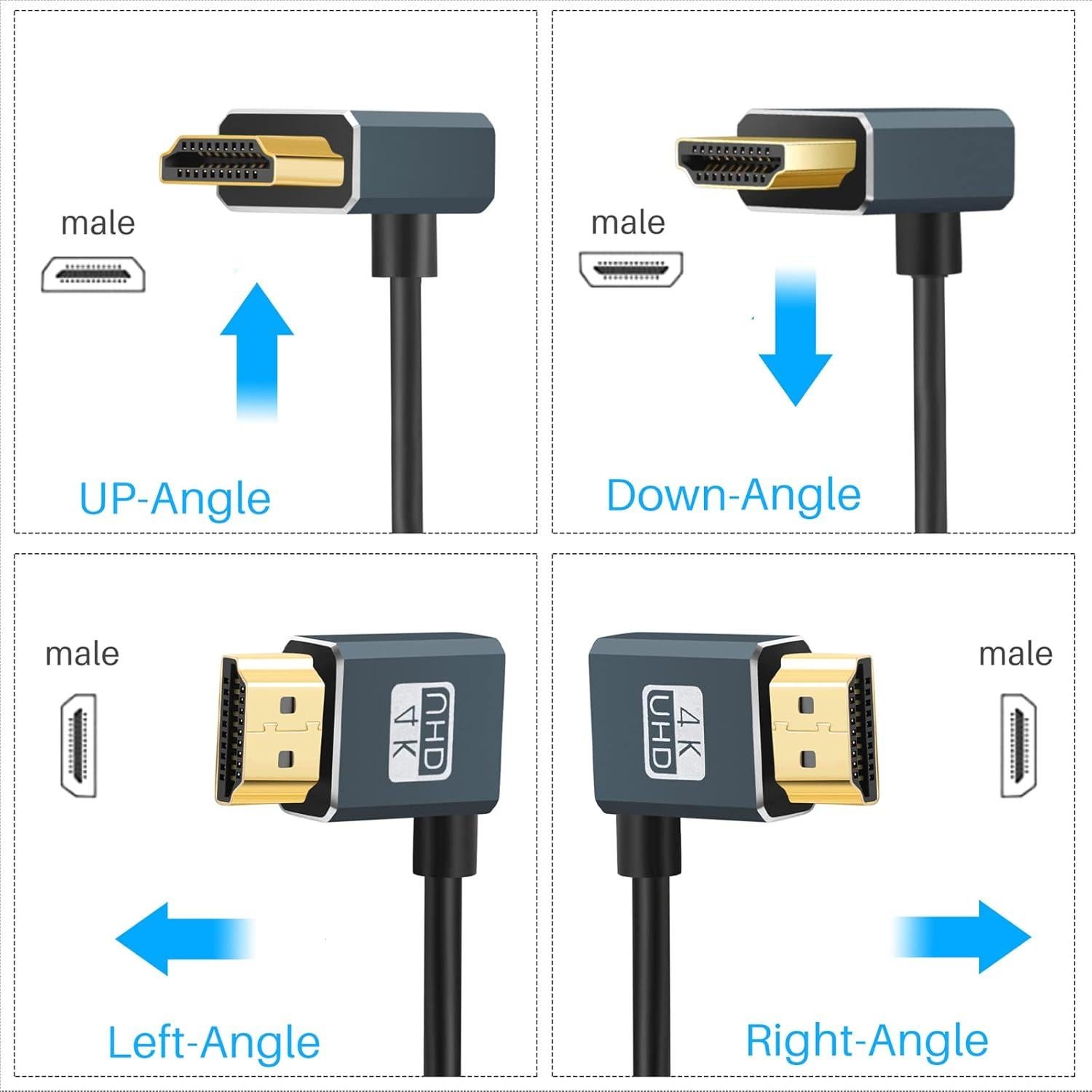 Cable HDMI Flexible Twozoh 3M con Ángulo Recto 90° 4K 60Hz