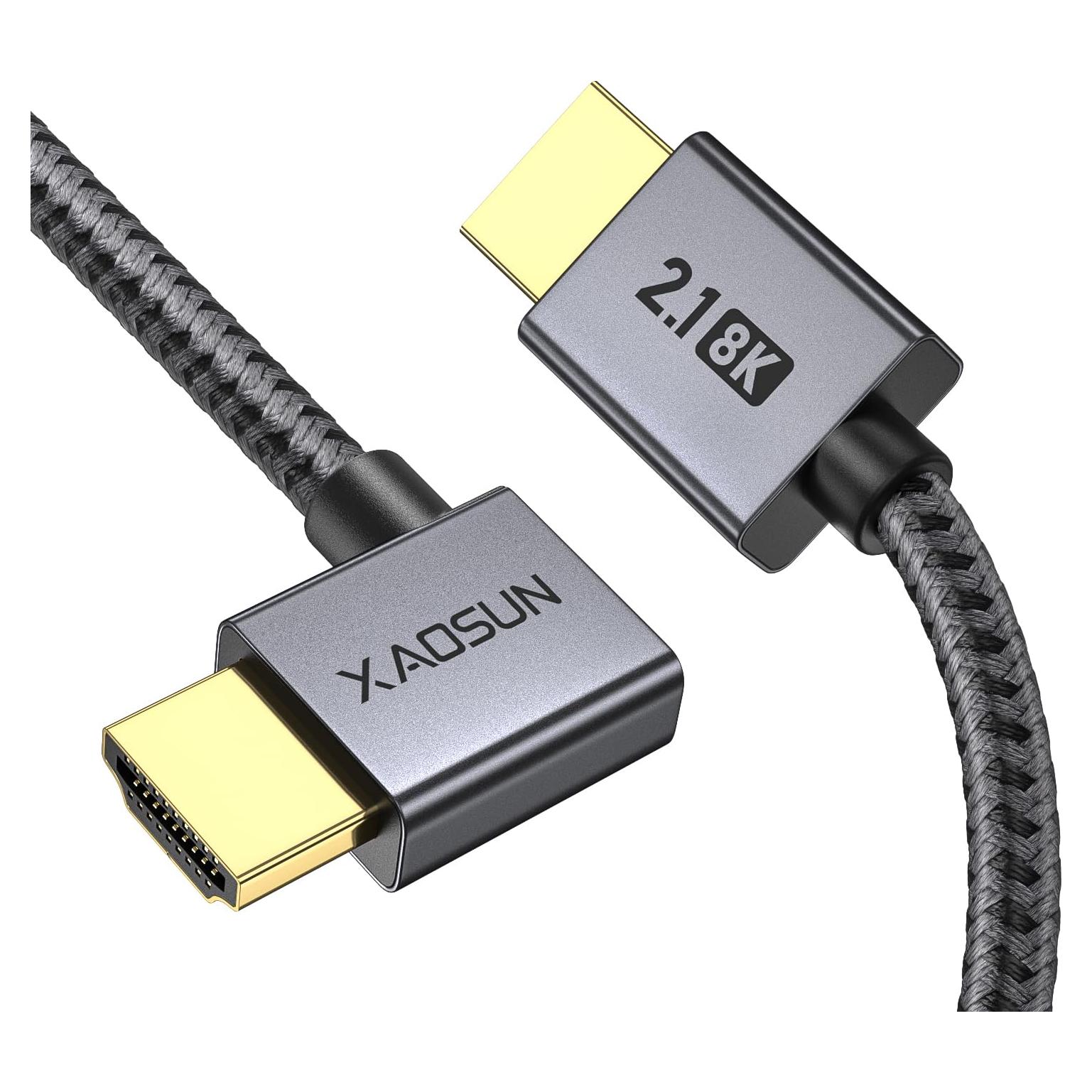 Cable HDMI 2.1 en Ángulo Recto XAOSUN 2m 8K 60Hz 48Gbps