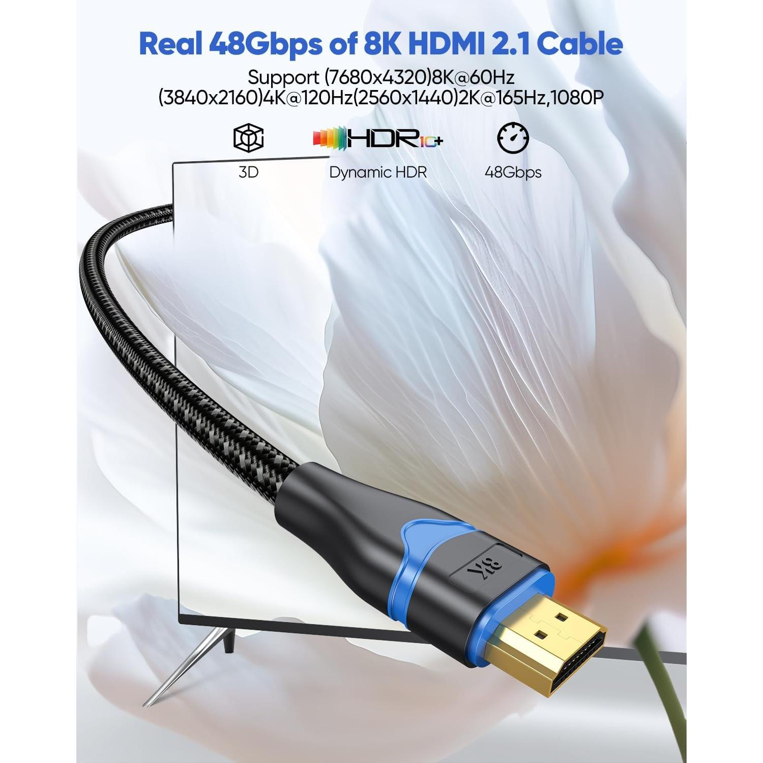 Cable HDMI 7.62 m ApoJodly 8K Ultra Alta Velocidad 2.1