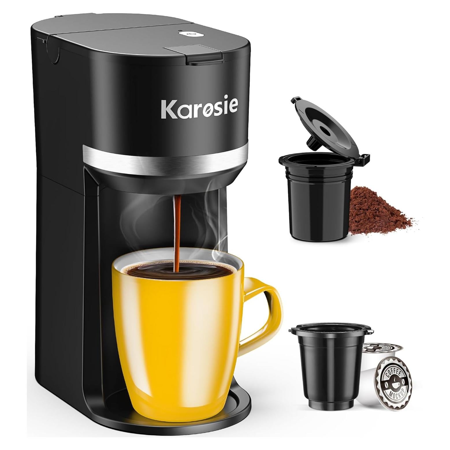 Máquina de café Karosie 1 Taza Automática Negra 177-355 ml