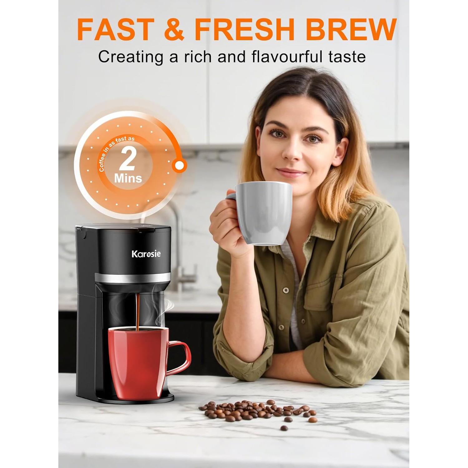 Máquina de café Karosie 1 Taza Automática Negra 177-355 ml