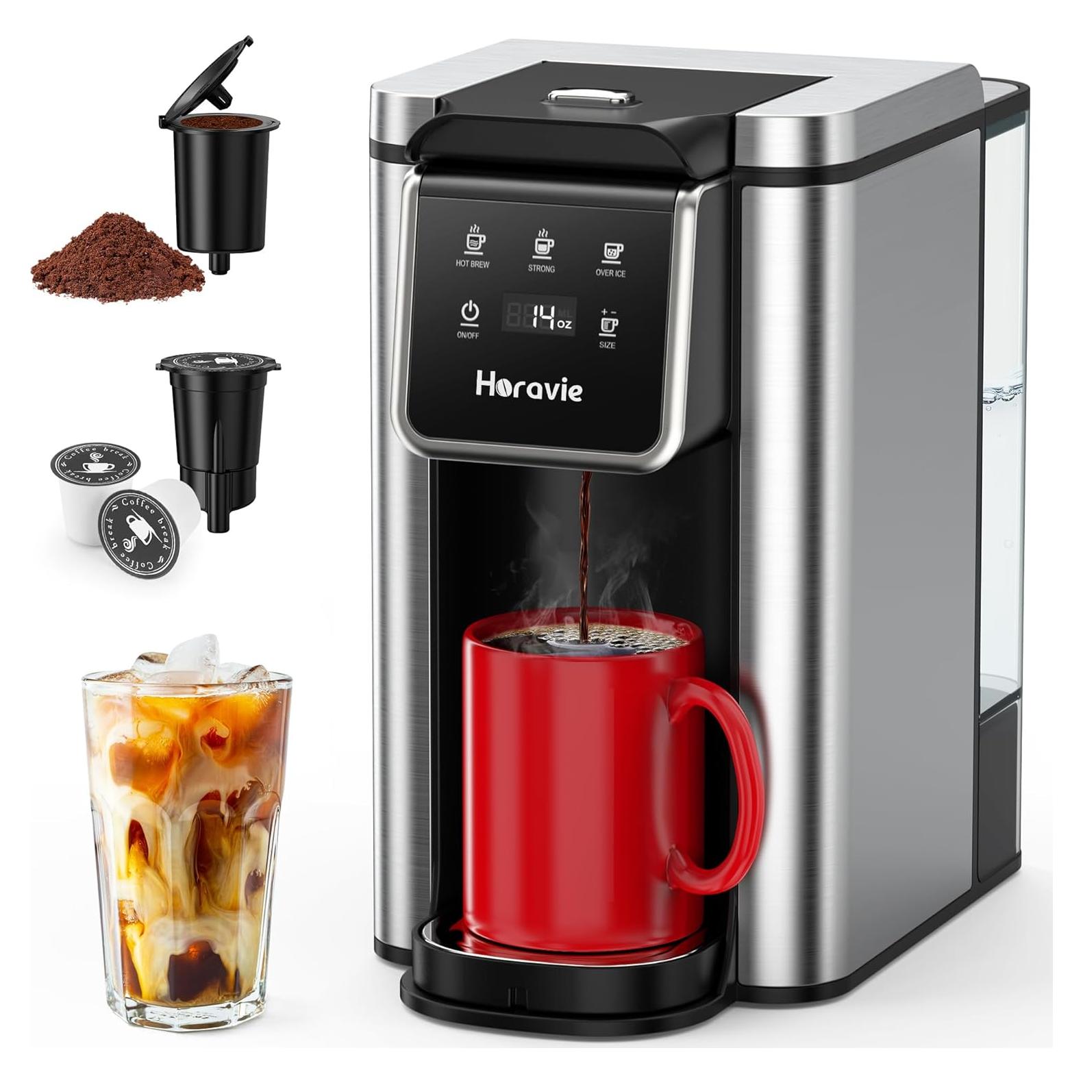 Cafetera de una taza Horavie KC101C, 1.48L, acero inoxidable
