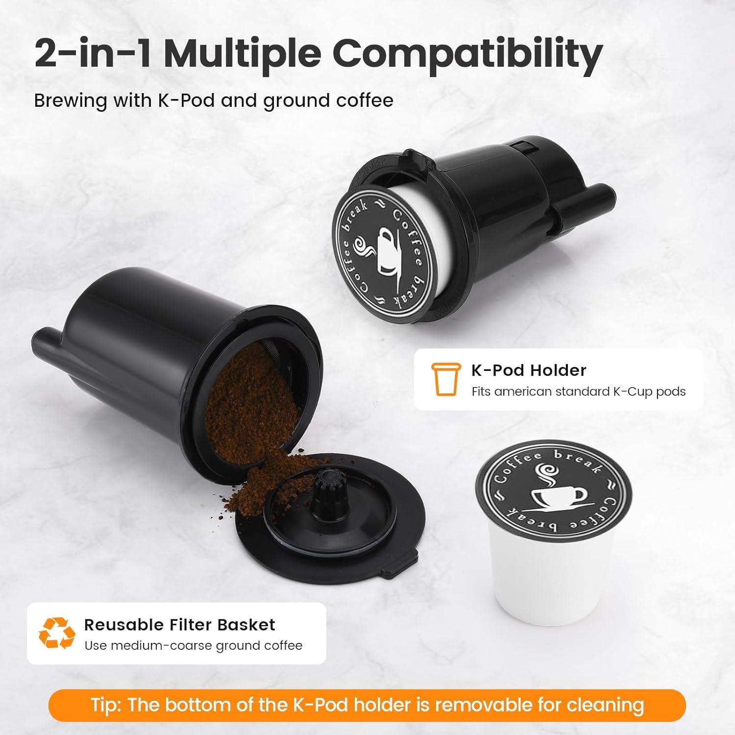 Cafetera de una taza Horavie KC101C, 1.48L, acero inoxidable