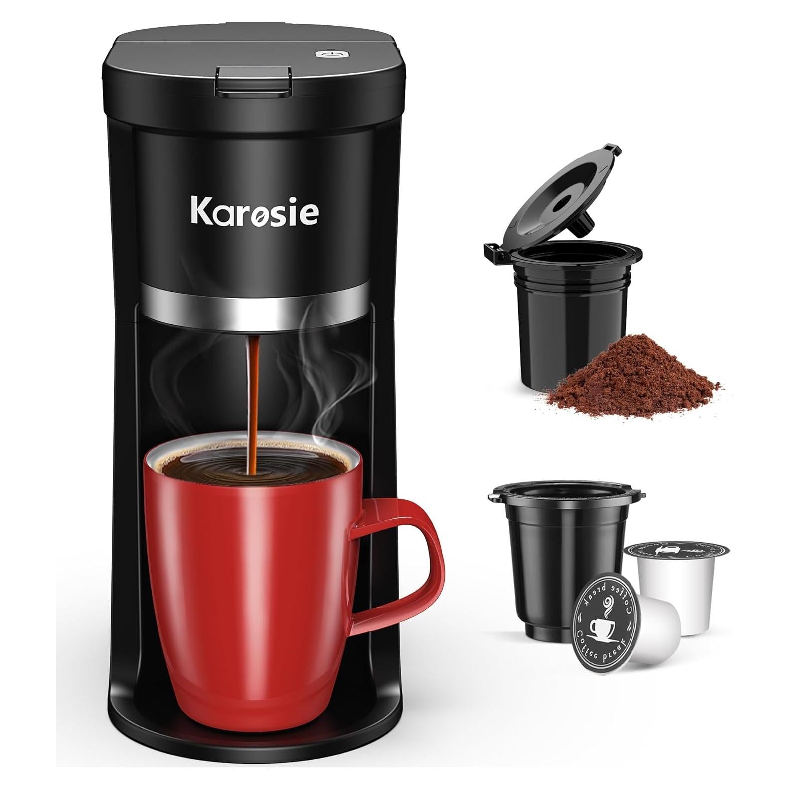 Cafetera de una Taza Karosie Negra, Automática, 177-355 ml