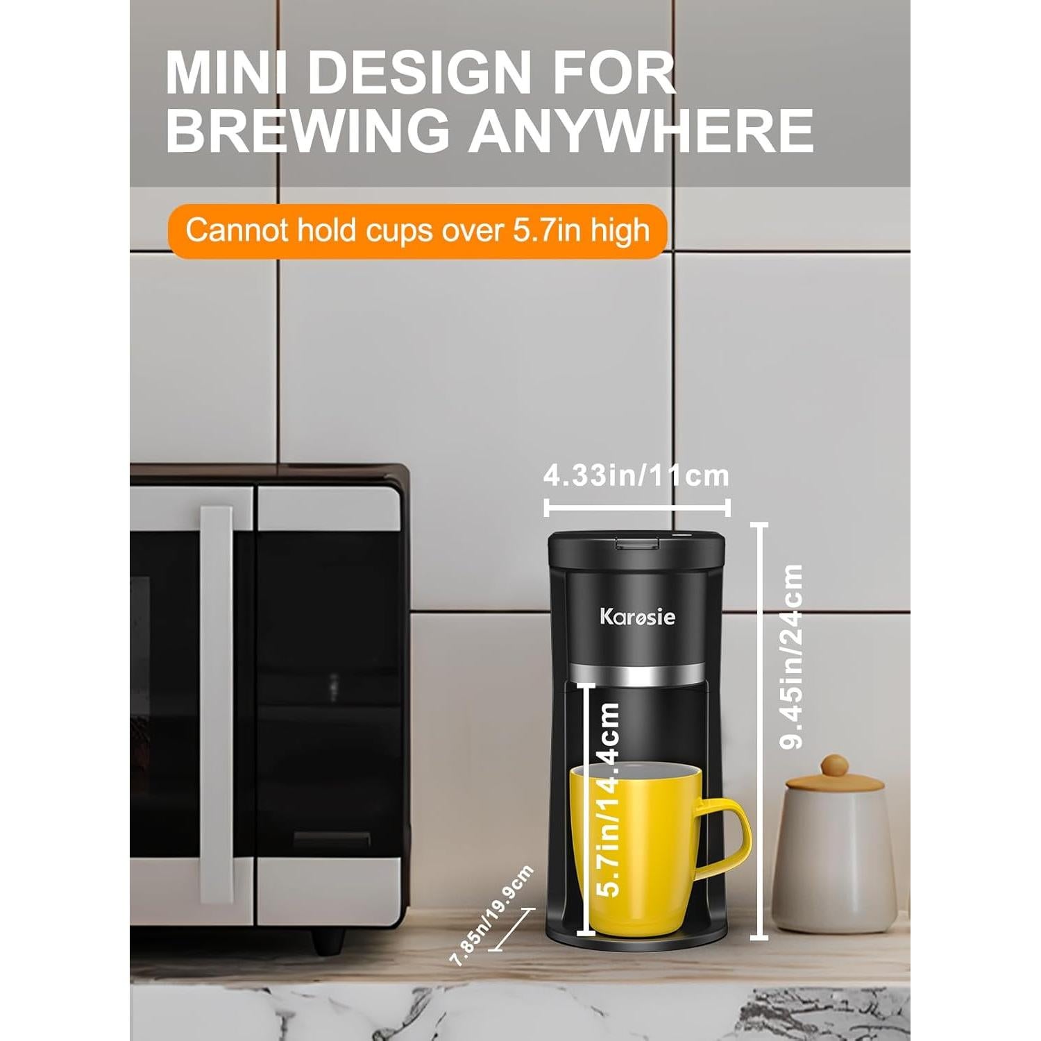 Cafetera de una Taza Karosie Negra, Automática, 177-355 ml