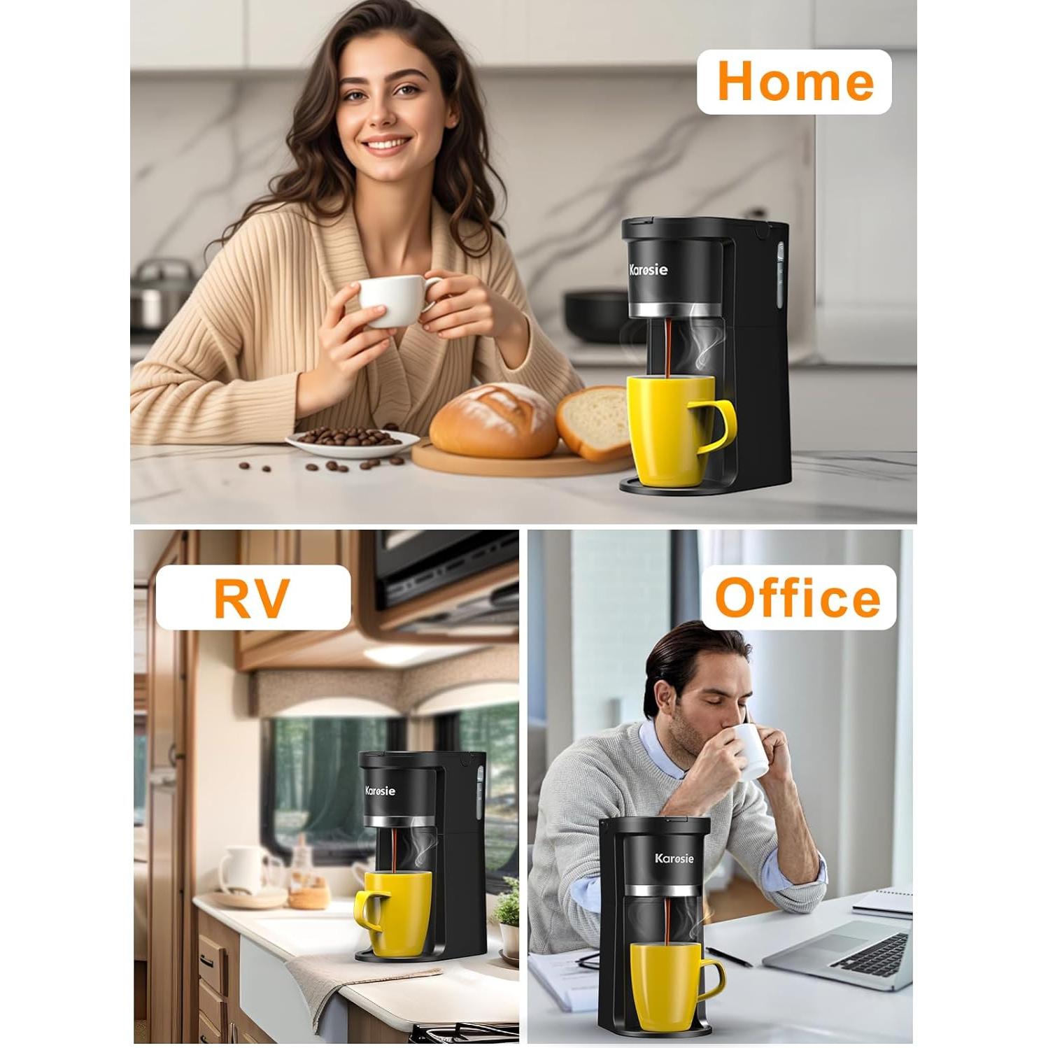 Cafetera de una Taza Karosie Negra, Automática, 177-355 ml