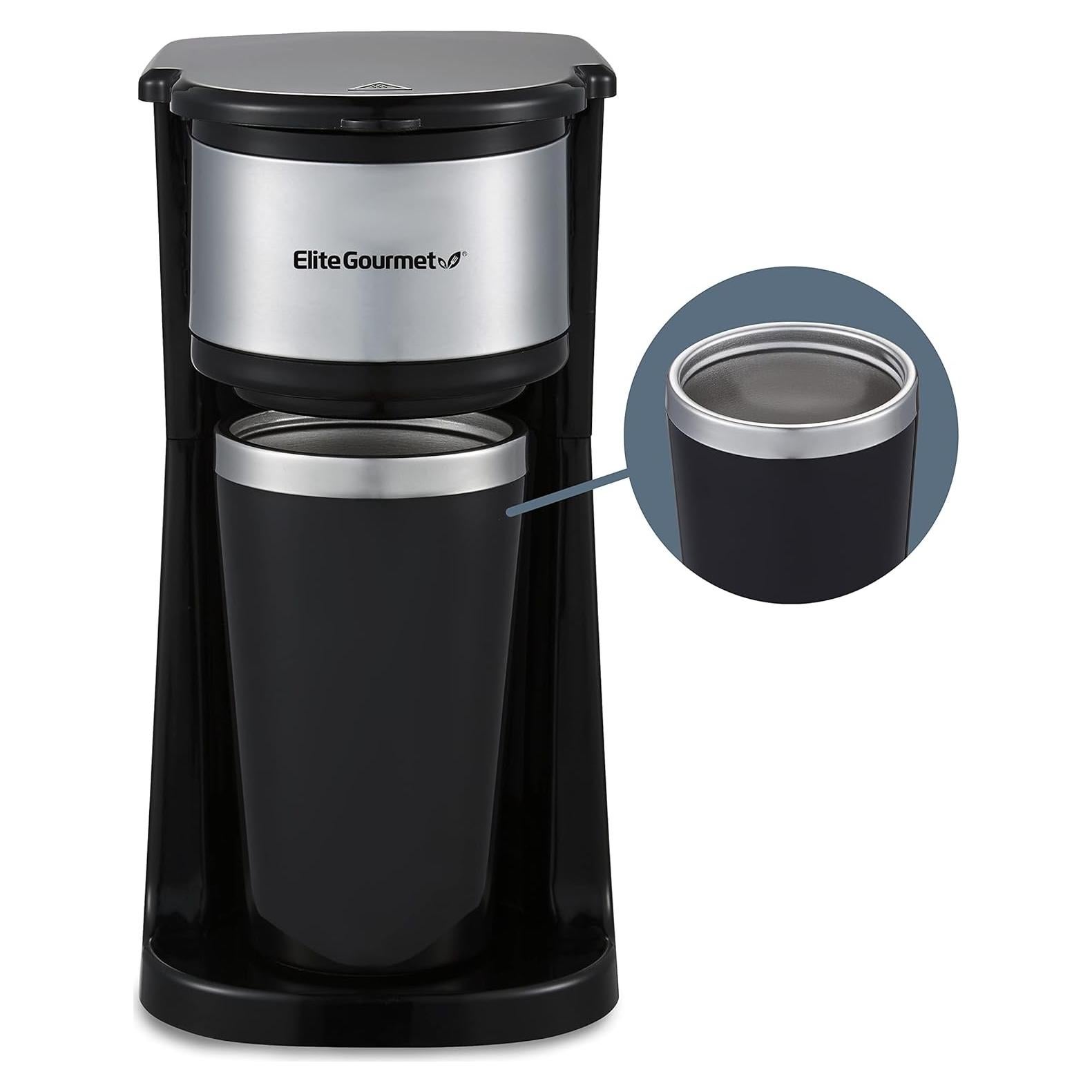 Cafetera Compacta Elite Gourmet EHC112 600W 14Oz Acero Inoxidable