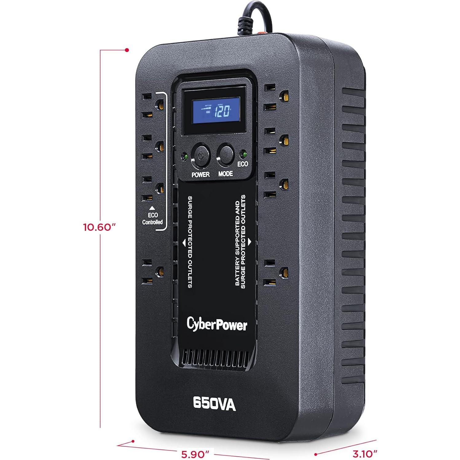 UPS CyberPower EC650LCD 650VA/390W con Modo ECO y 8 Salidas