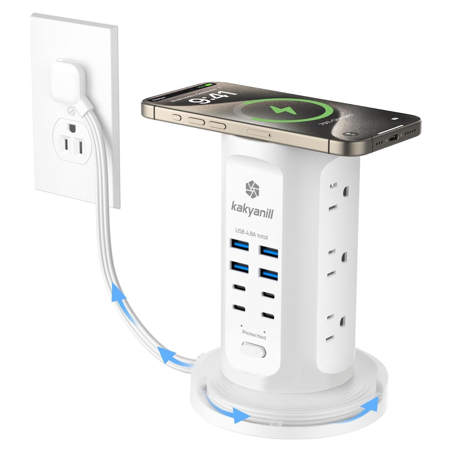 Torre de Regletas Kakyanill 9 Salidas AC 8 USB Carga Rápida