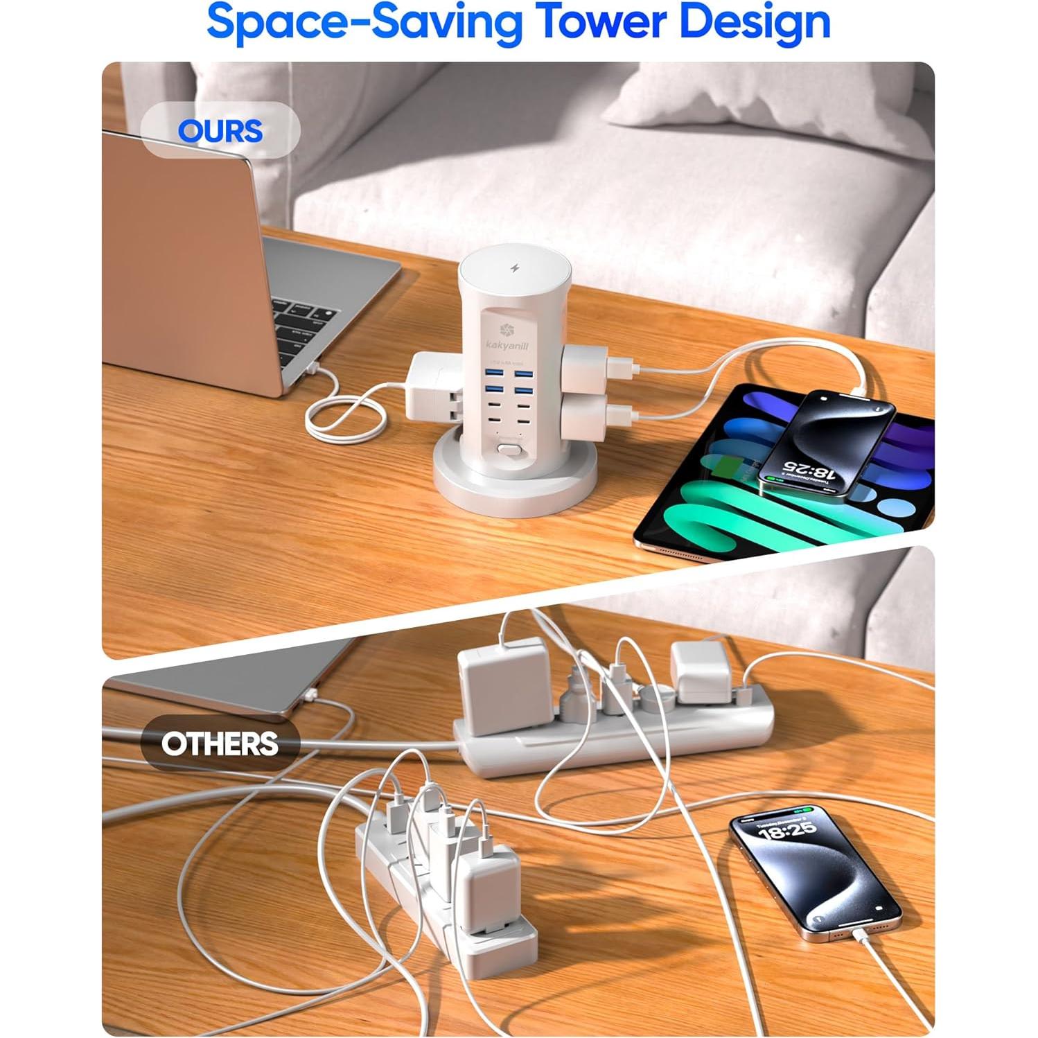 Torre de Regletas Kakyanill 9 Salidas AC 8 USB Carga Rápida