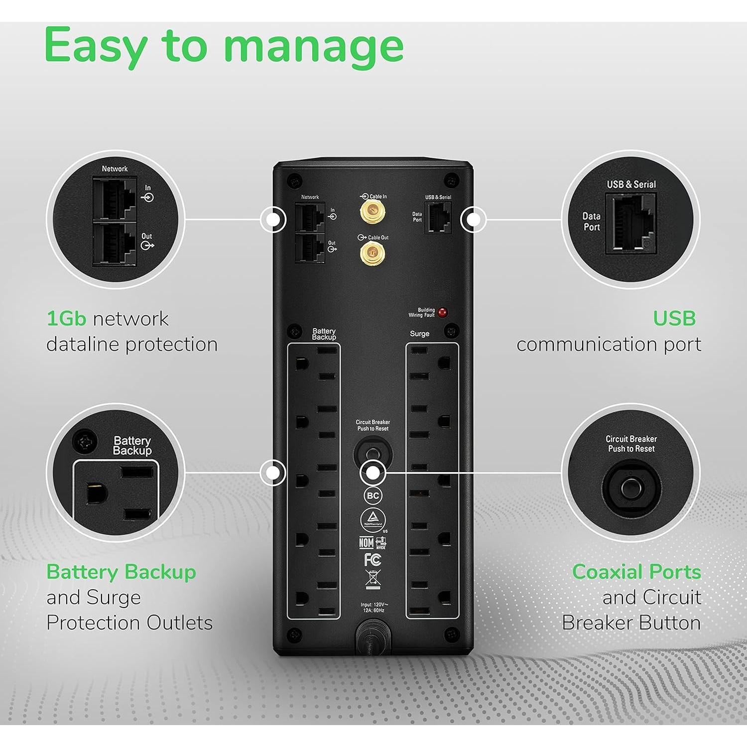 UPS APC 1500VA BX1500M Respaldo Batería y Protección