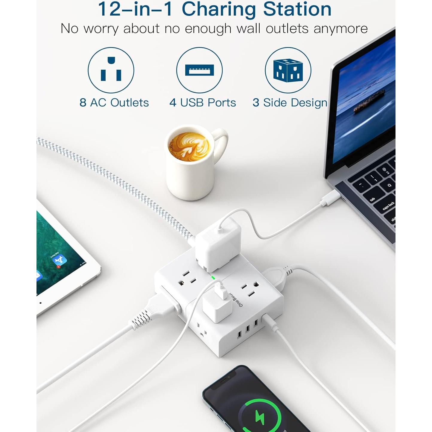 Regleta de Protección One Beat 8 Salidas 4 USB 1.83 m