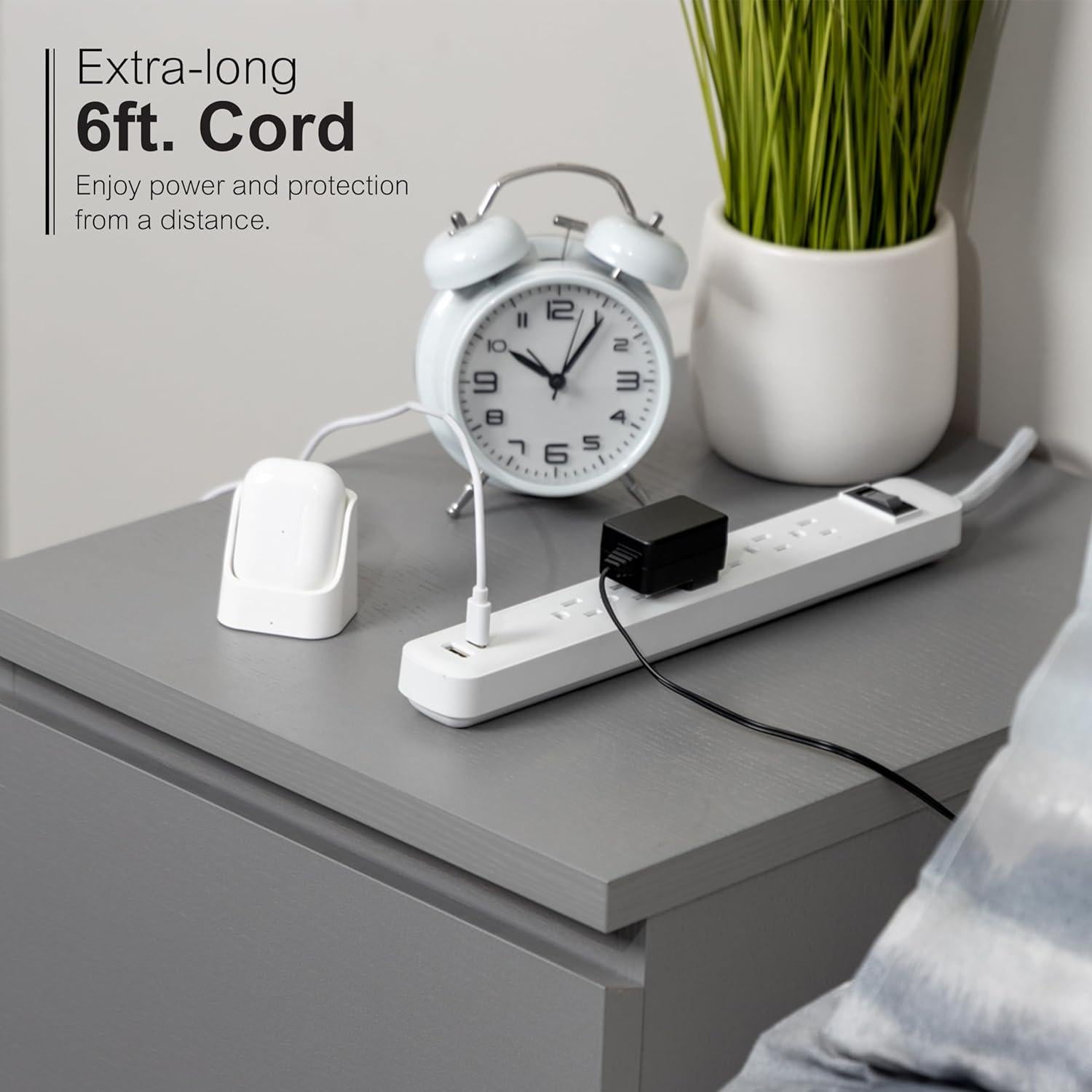 Toma de Corriente GE 6 Salidas con USB-A y USB-C 1.83m