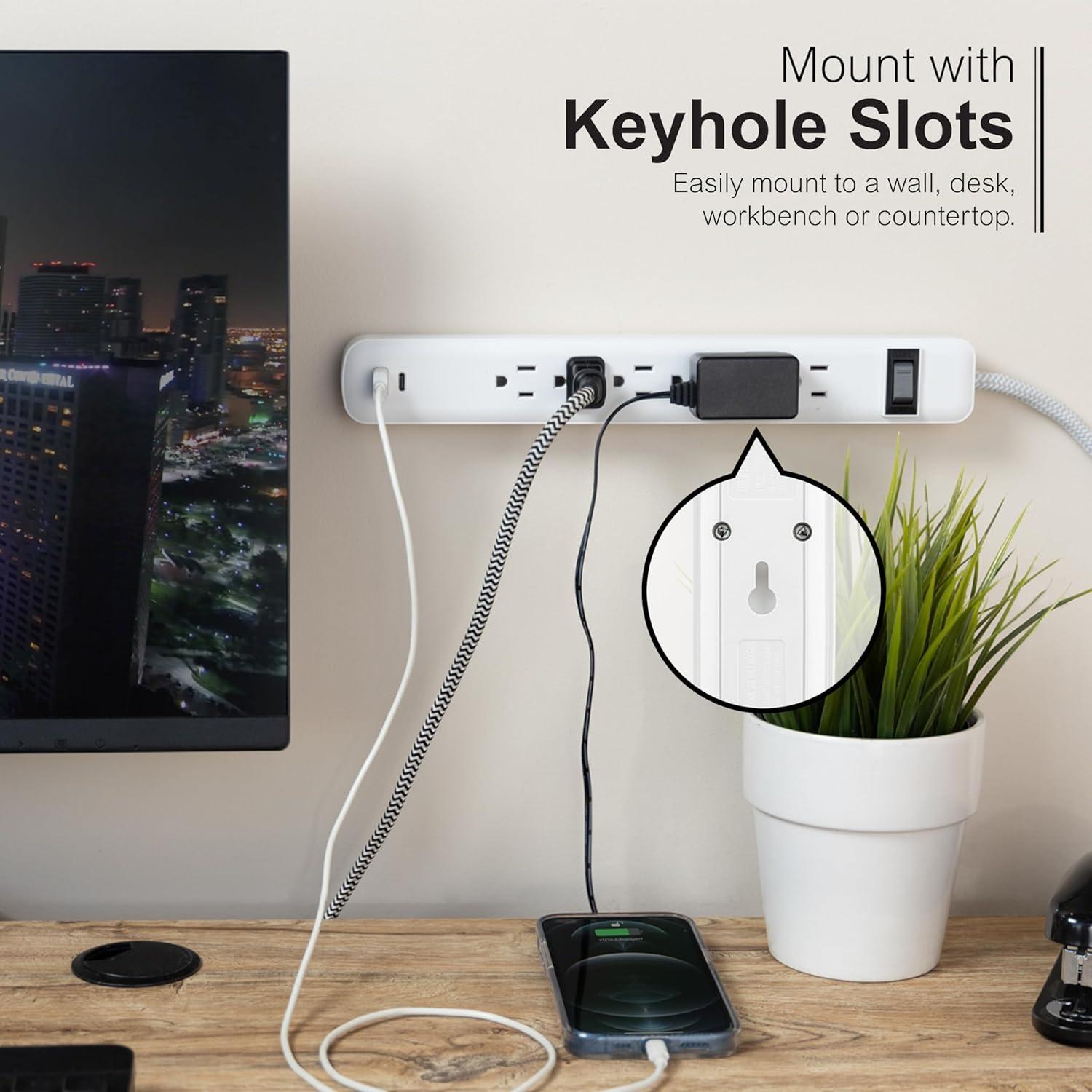 Toma de Corriente GE 6 Salidas con USB-A y USB-C 1.83m