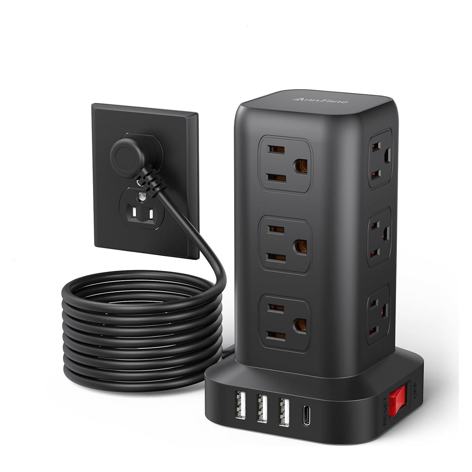 Regleta de Protección Sobretensión AnnTane 10 PIES 12 Salidas USB