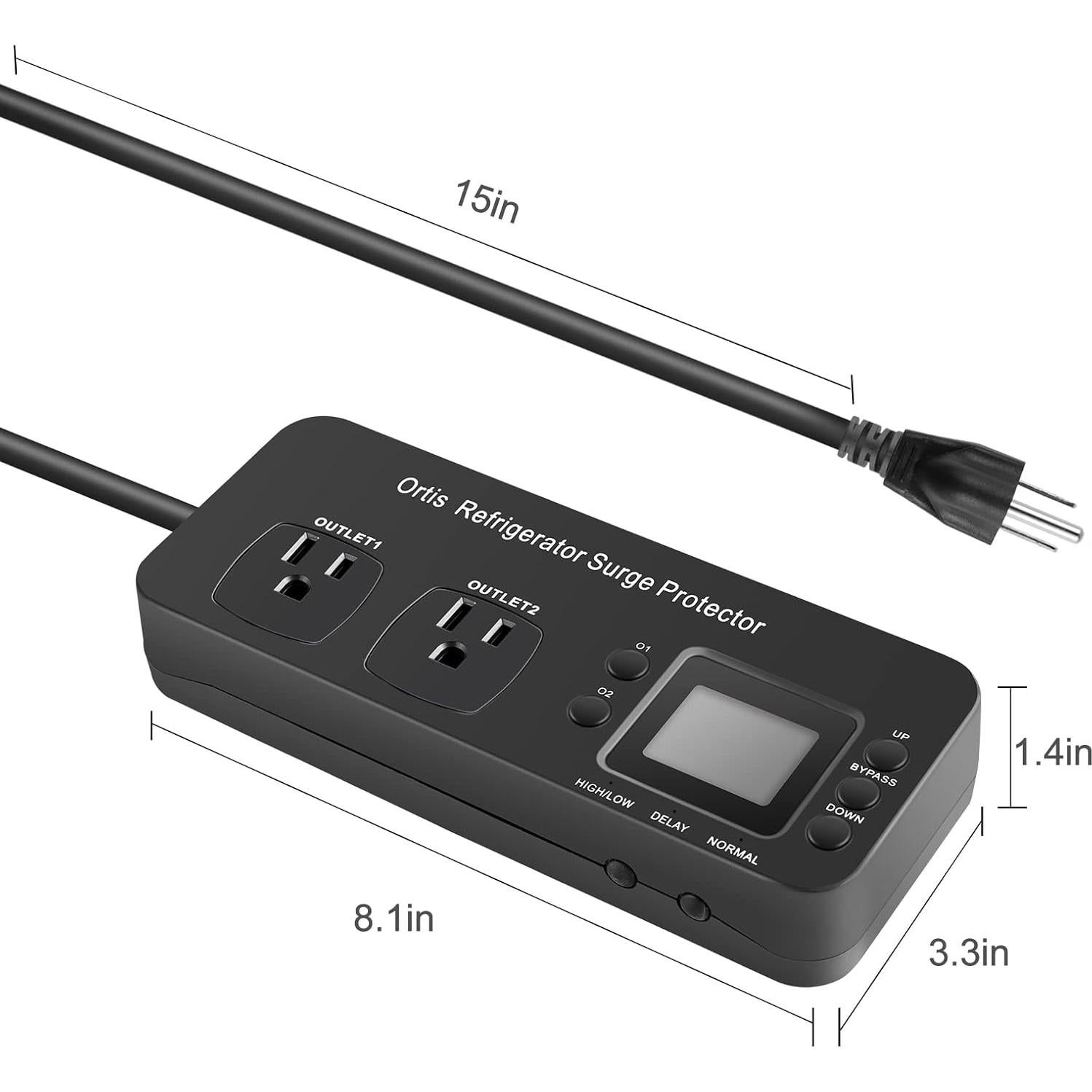 Protector de Sobretensión Ortis Doble Salida para Refrigerador