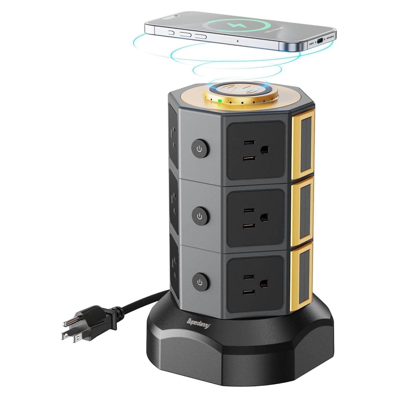 Torre de Regleta de Energía SUPERDANNY 12 Salidas AC 6 USB