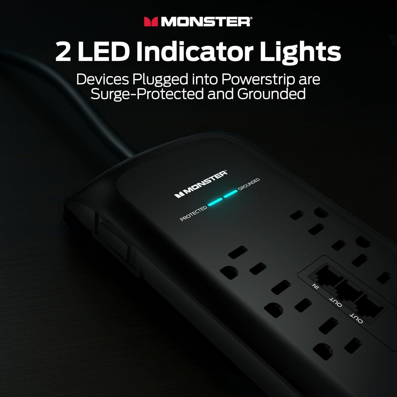 Protector de Sobretensión Monster 4,050 Julios 8 Salidas USB-C