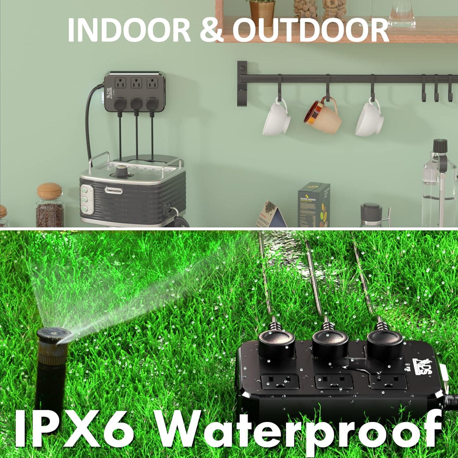 Toma de Corriente Exterior IPX6 Qiyuan 6 Tomas 3 USB 1.83m