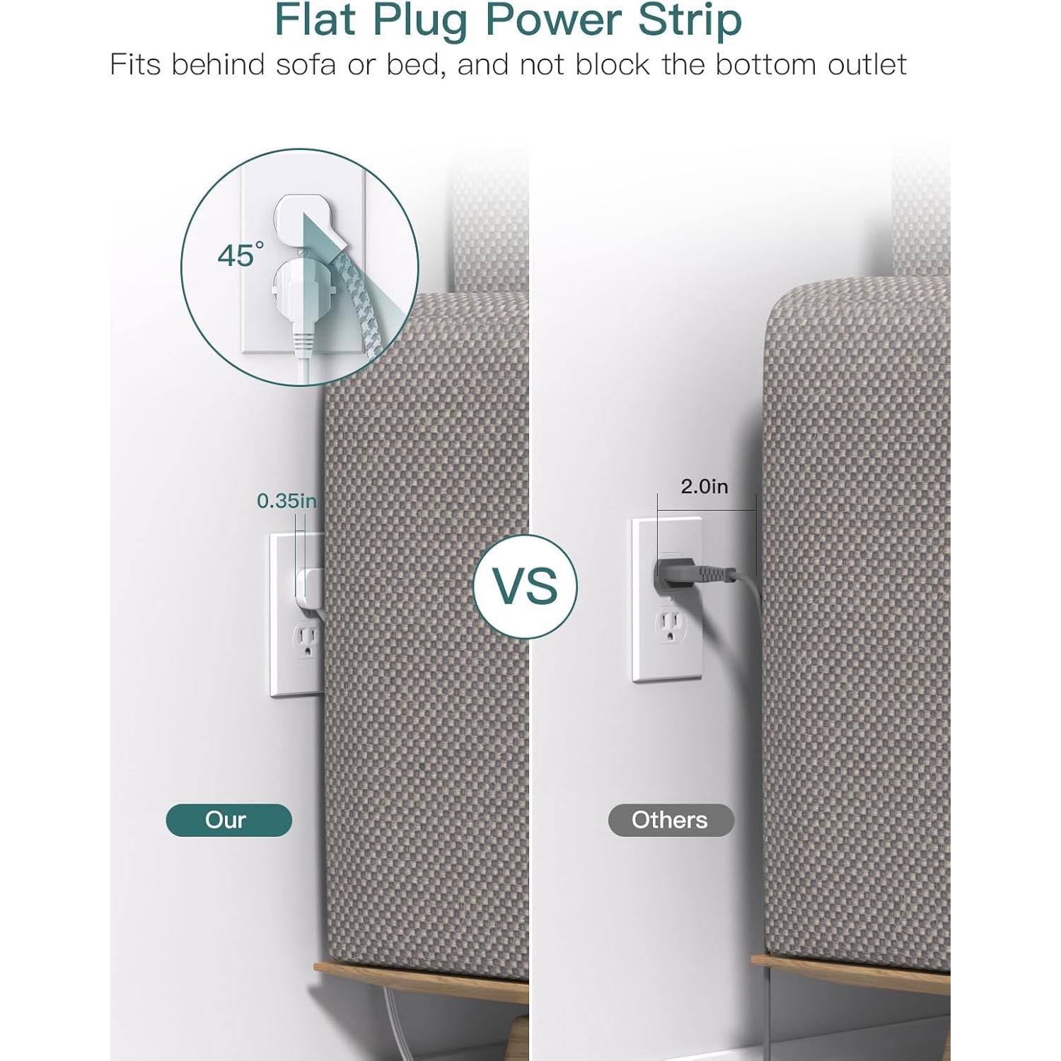 Regleta de Enchufes Addtam 3.05 m con 6 Salidas y 4 USB