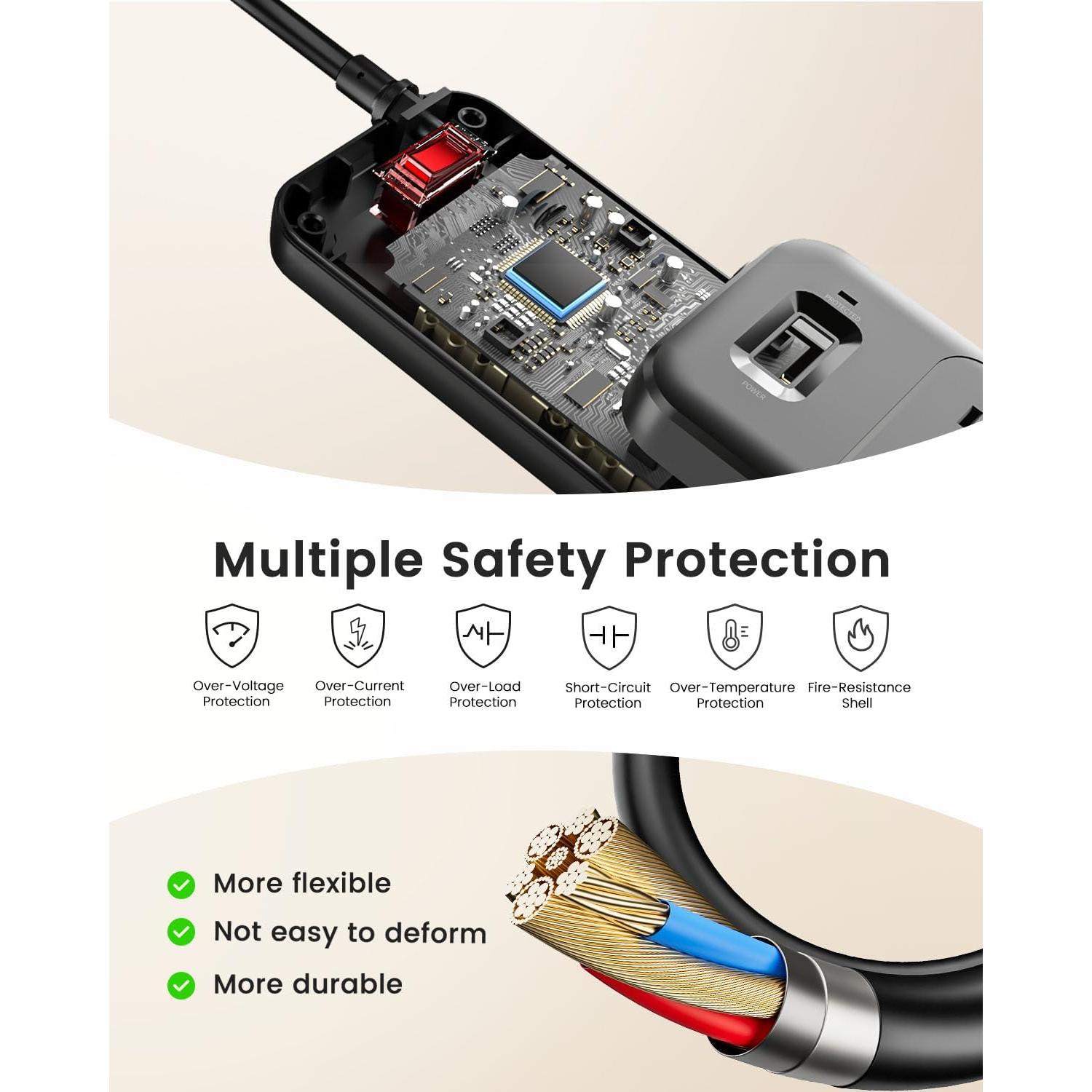 LENCENT Protector de Sobretensión 2 Clavijas a 3 Clavijas 1700J