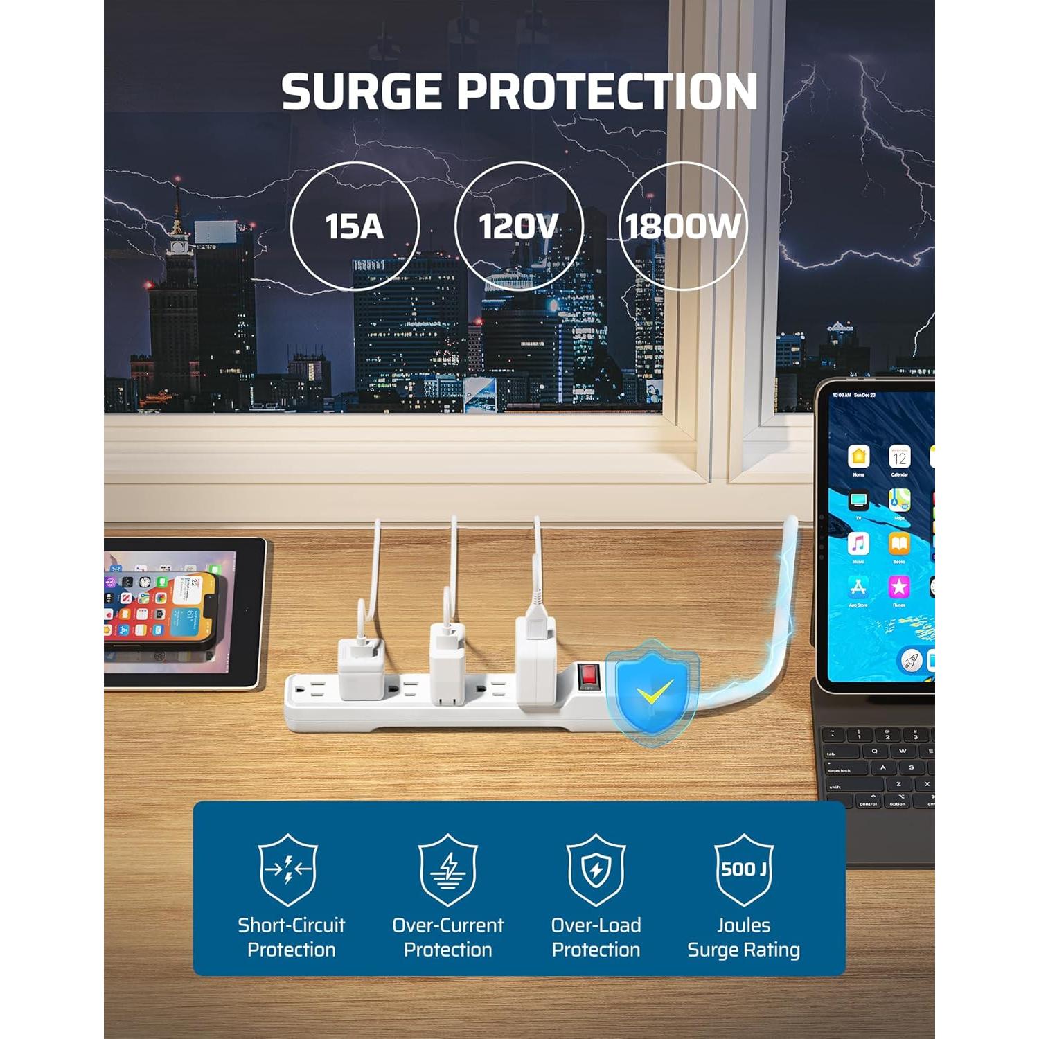 Regleta de 6 Salidas DEWENWILS con Protección Sobretensiones 1.83m