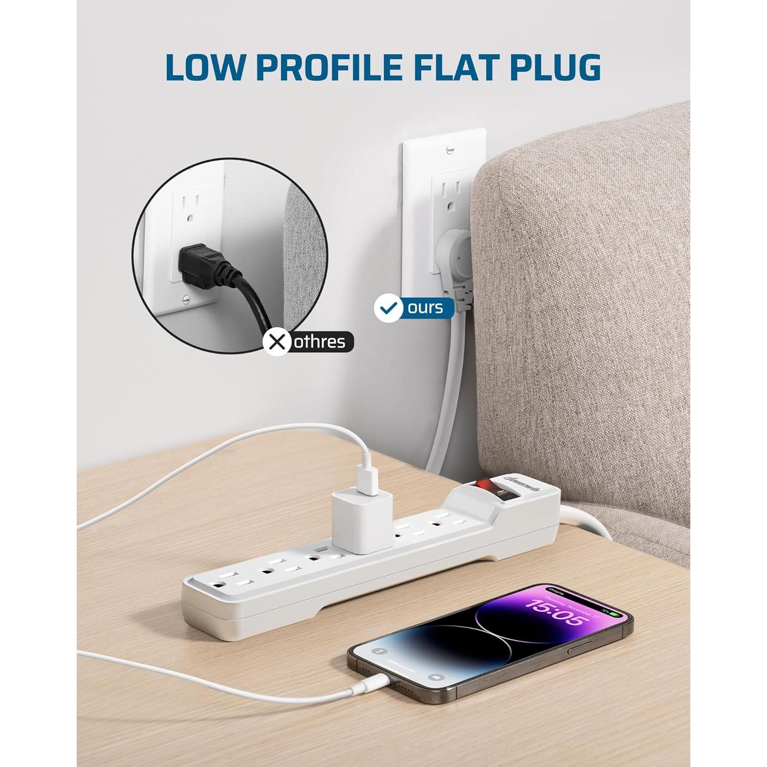 Regleta de 6 Salidas DEWENWILS con Protección Sobretensiones 1.83m