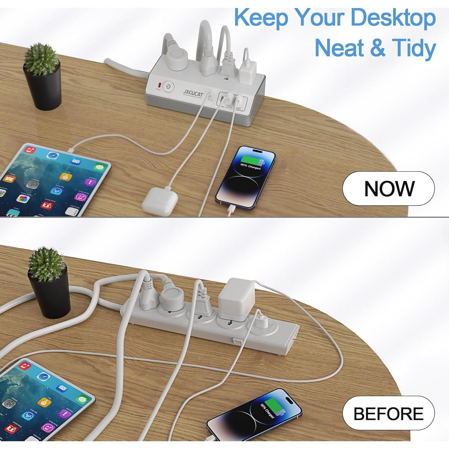 Toma de Corriente de Escritorio JXGUCAT con USB C 20W y 4 Salidas