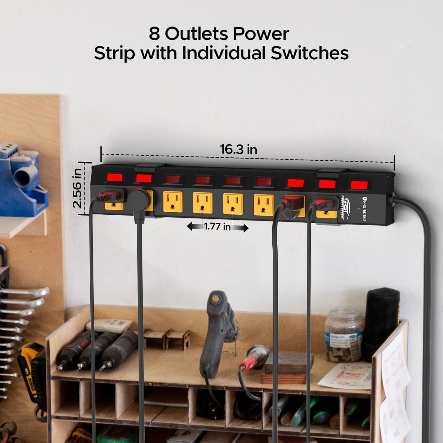 Toma de Corriente CRST 8 Salidas con Interruptores Individuales 15A