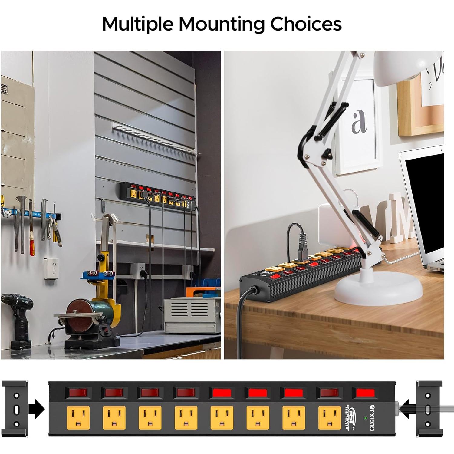Toma de Corriente CRST 8 Salidas con Interruptores Individuales 15A