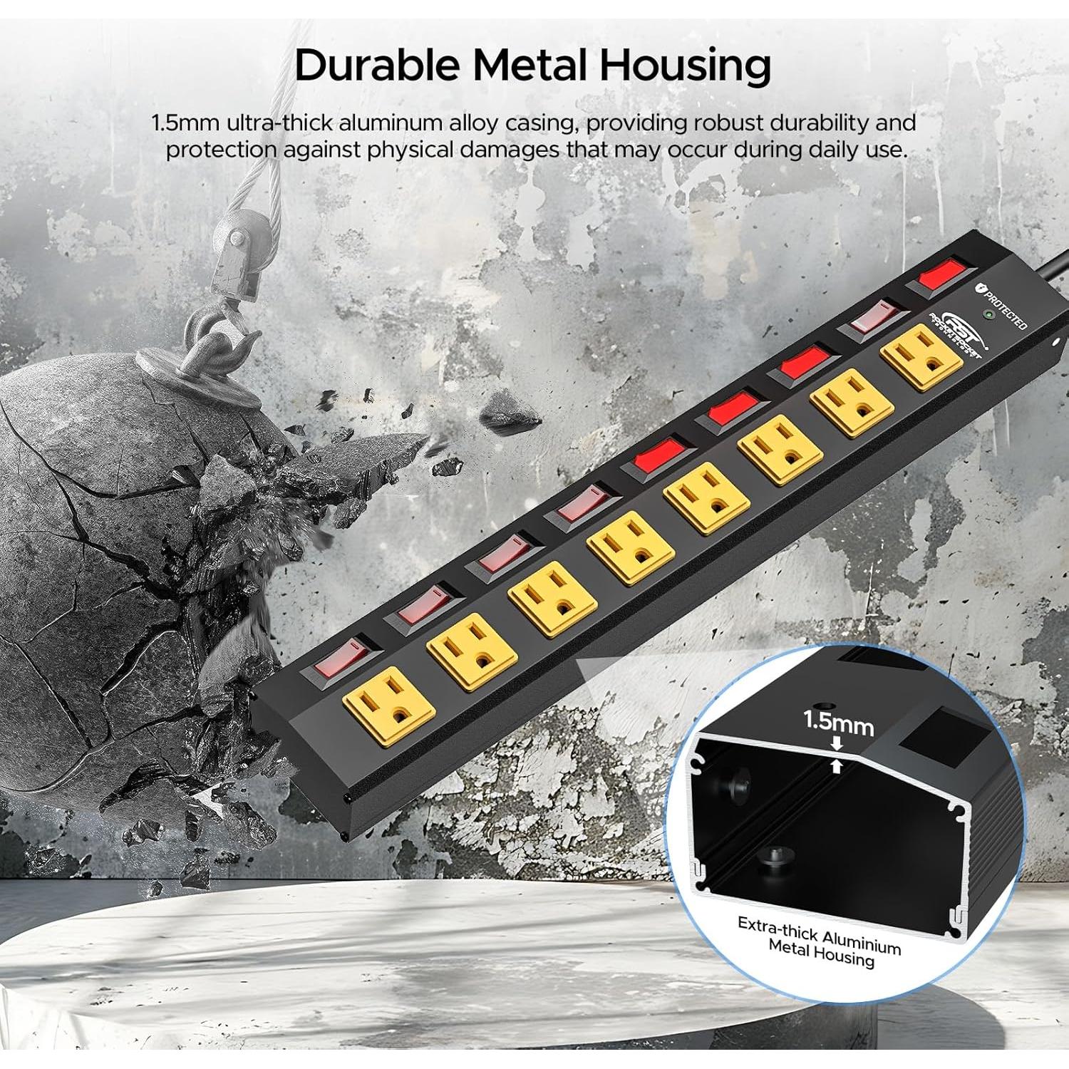 Toma de Corriente CRST 8 Salidas con Interruptores Individuales 15A