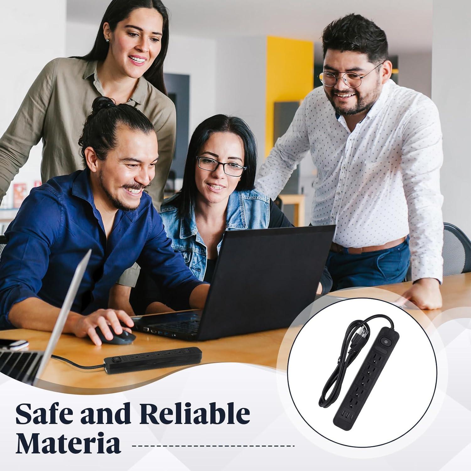 Regleta de Sobretensión Kanayu 6 Piezas 1.5m 5 Salidas CA 3 USB