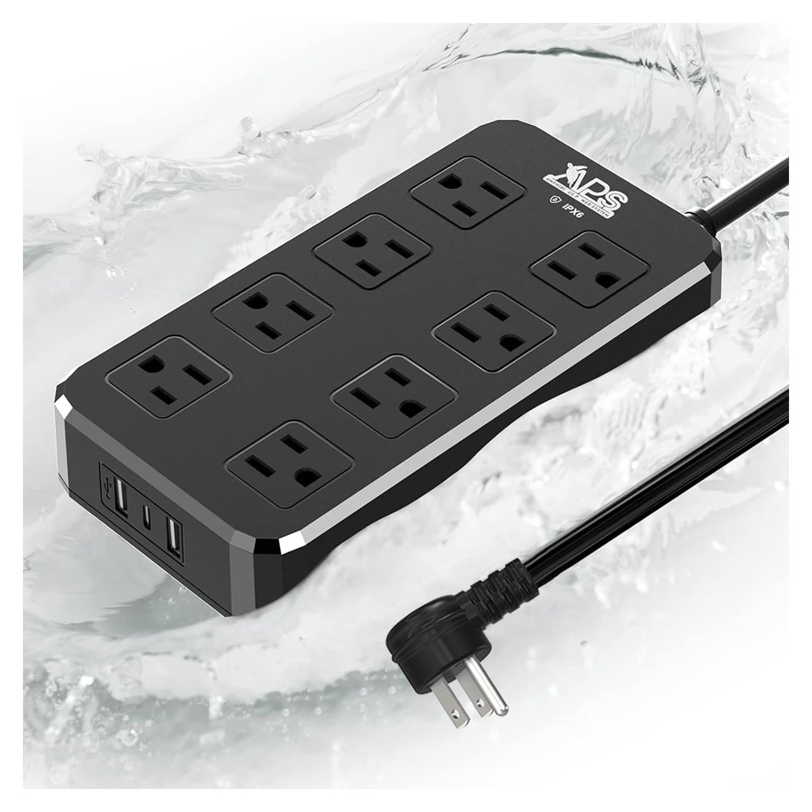 Regleta de Exterior Qiyuan 8 Salidas 3 USB IPX6 1.83m